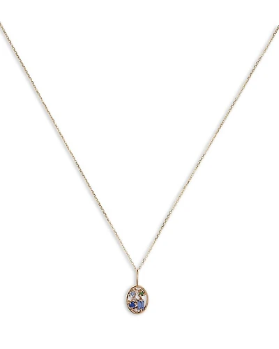 14K Yellow Gold Multi Gemstone & Diamond Accent Seven Pendant Necklace, 16"
