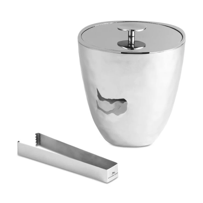 Reflective Ice Bucket with Tongs