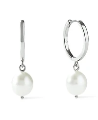 Ana Luisa Brass Medium Frida Silver Pearl Hoops Earrings
