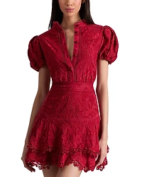 Alice and Olivia Loryn Embroidered Short Sleeve Dress