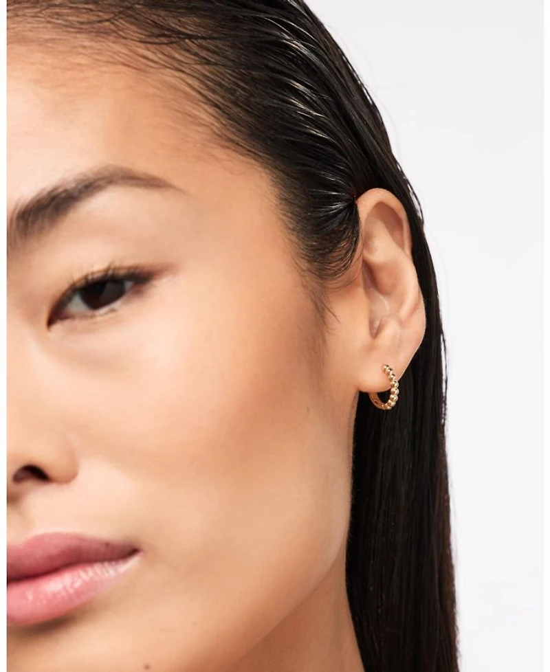 Solid Yellow Gold Bead Hoops Small Earrings