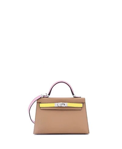 Pre-Owned HERMES Kelly 20 Handbag Tricolor Epsom with Palladium Hardware