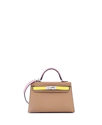 Pre-Owned HERMES Kelly 20 Handbag Tricolor Epsom with Palladium Hardware