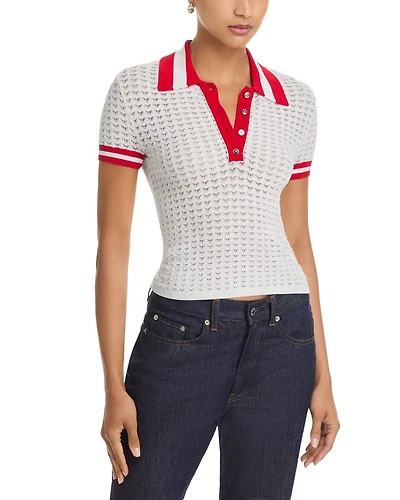 Martha Pointelle Polo Sweater