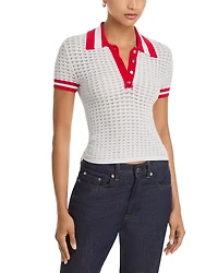 Martha Pointelle Polo Sweater
