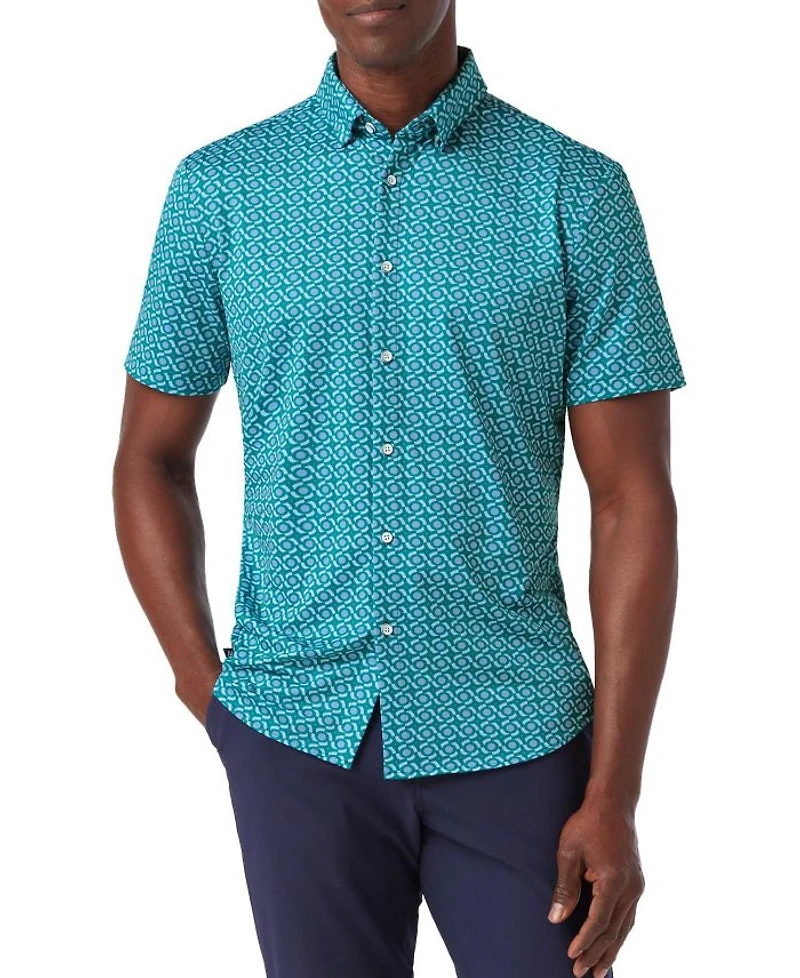 Halyard Short Sleeve Dress Shirt Teal Kaleidoscope
