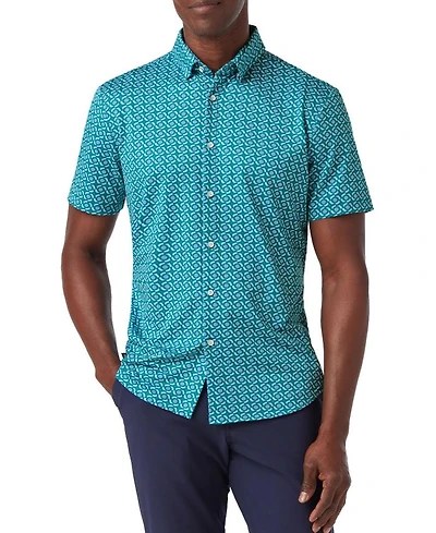Halyard Short Sleeve Dress Shirt Teal Kaleidoscope