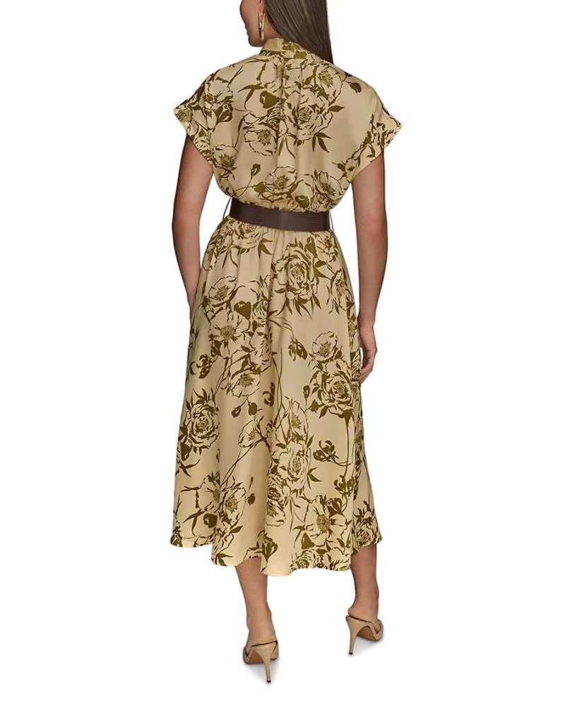 Belted Floral Print Dress
