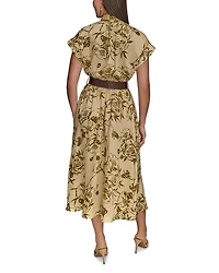 Belted Floral Print Dress