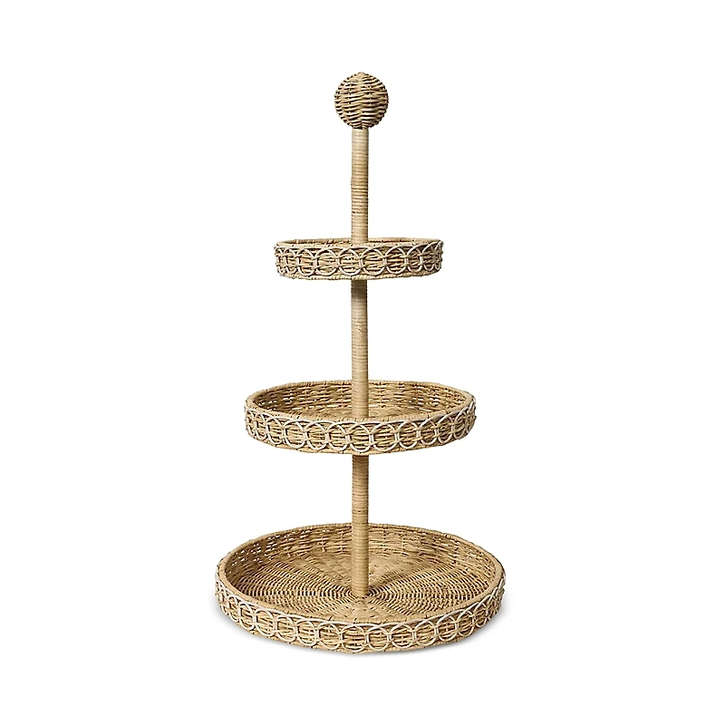 Juliska Provence Rattan 3 Tier Shelving Unit, Whitewash