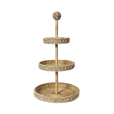 Juliska Provence Rattan 3 Tier Shelving Unit, Whitewash