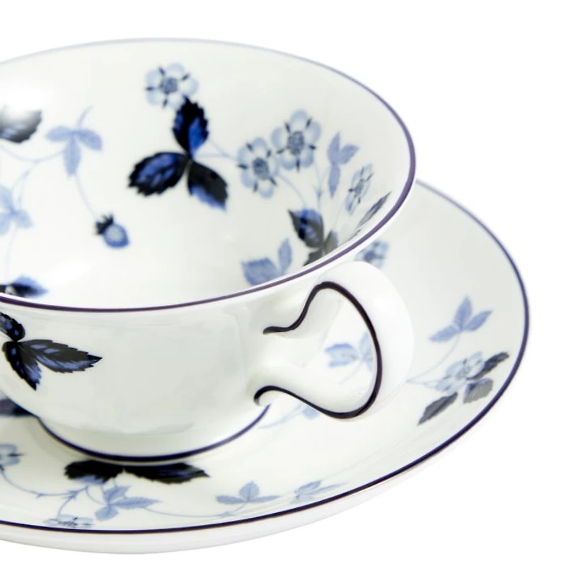 Wild Strawberry Inky Blue Teacup & Saucer