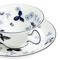 Wild Strawberry Inky Blue Teacup & Saucer
