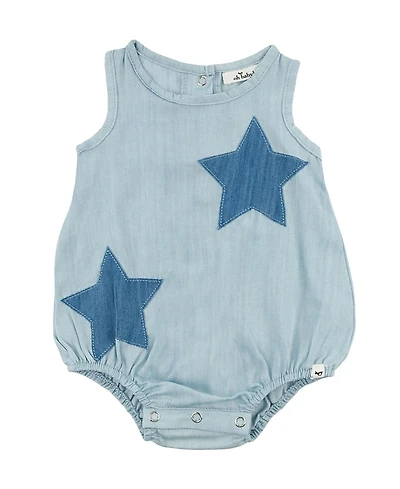 oh baby! Girls' Lyocell Denim Stars Applique Bubble - Baby