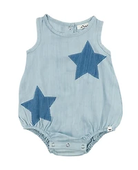 oh baby! Girls' Lyocell Denim Stars Applique Bubble - Baby