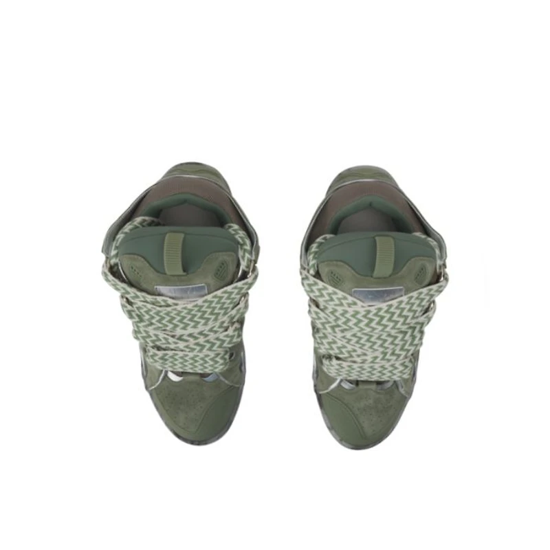 Unisex Leather Curb Sneakers with Marbled Sole