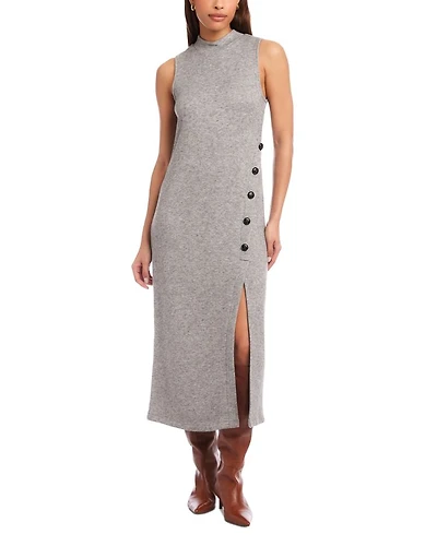 Lauren Button Detail Midi Dress