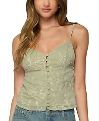 Edikted Embroidered Button Up Tank Top