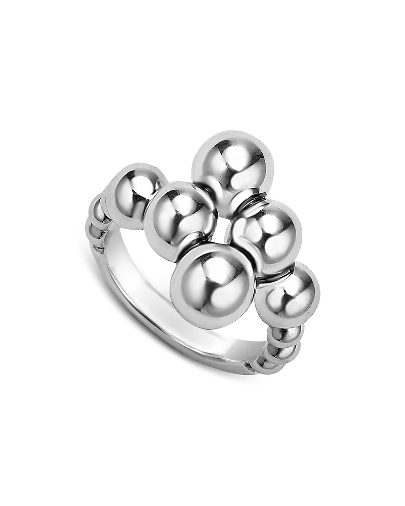 Lagos Sterling Silver Caviar Bubbly Beaded Bypass Ring
