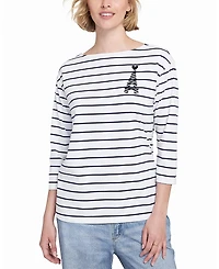 Elle Collection Striped Tee with Graphic