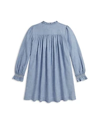 Girls' Smocked Indigo Chambray Dress - Big Kid