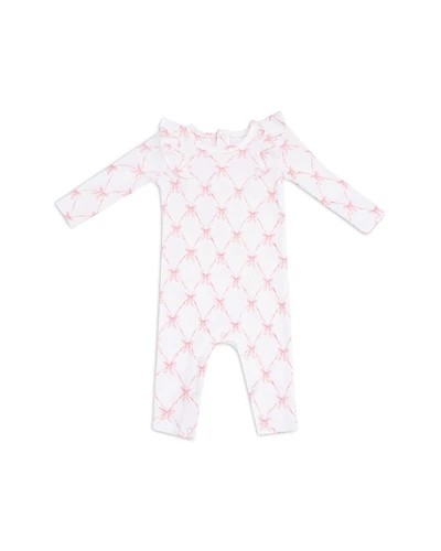 Angel Dear Girls' Ribbon Bow Trellis Ruffle Coverall - Baby