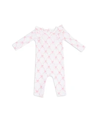 Angel Dear Girls' Ribbon Bow Trellis Ruffle Coverall - Baby