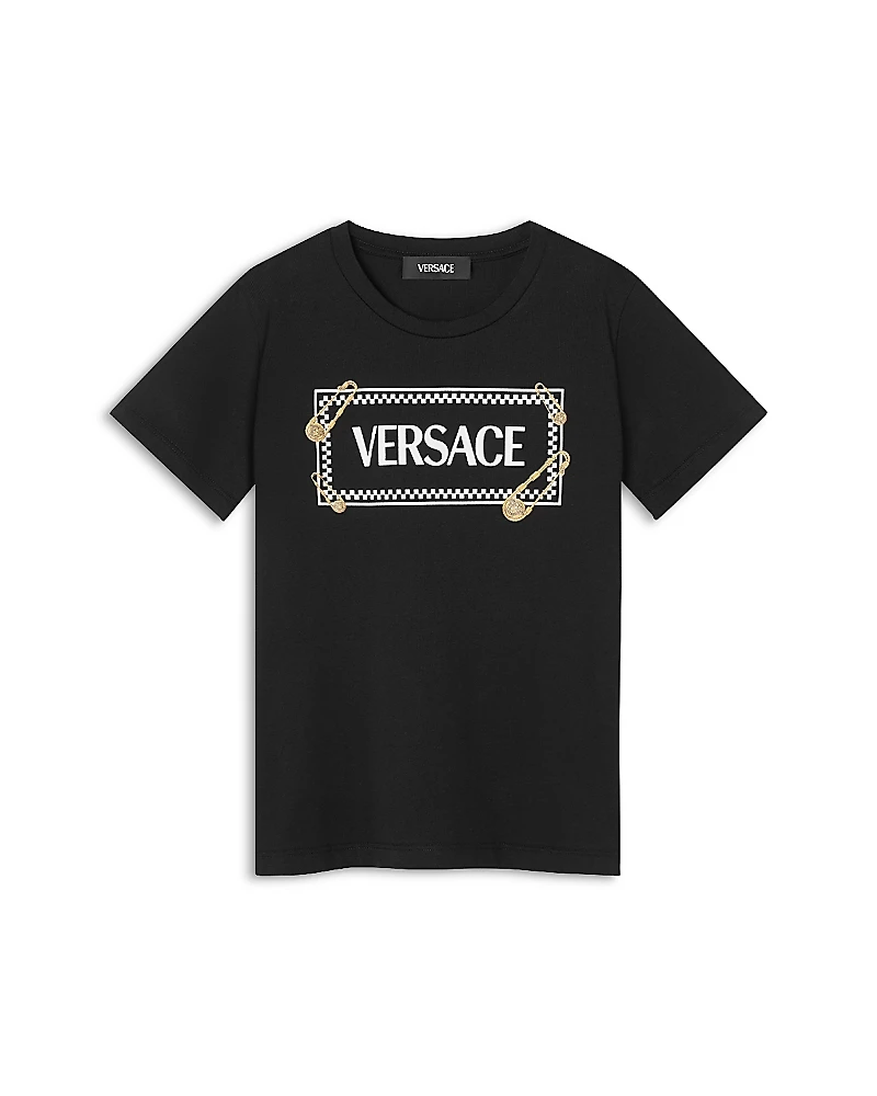 Versace Unisex 90s Pinned Logo Print Tee - Little Kid, Big Kid