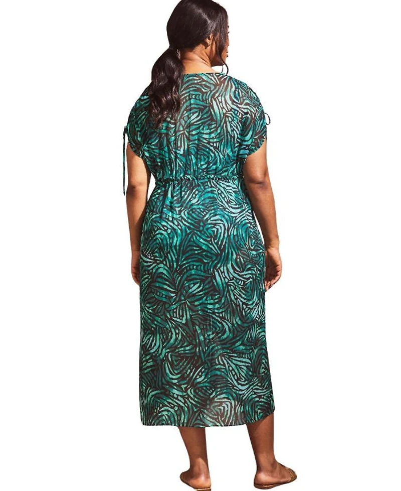 Abstract Drawstring Shoulder Kimono