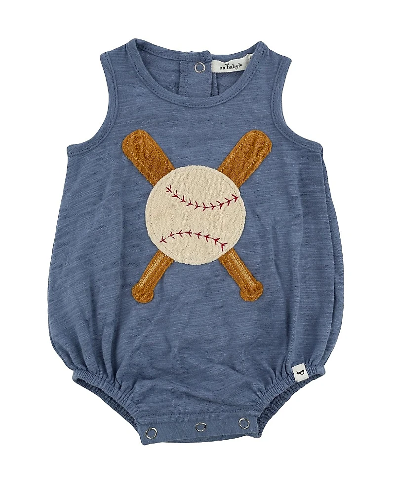 oh baby! Boys' Slub Bubble - Baseball Applique Baby