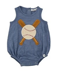 oh baby! Boys' Slub Bubble - Baseball Applique Baby