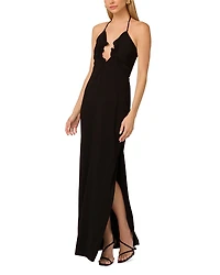 Adrianna By Papell Jersey Knit Plunge Neck Long Dress