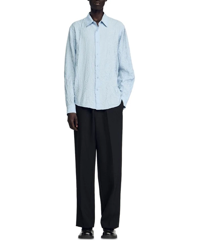 Crinkled Button-Front Shirt