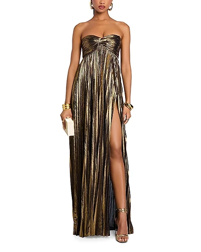 Retrofete Zoa Strapless Metallic Gown