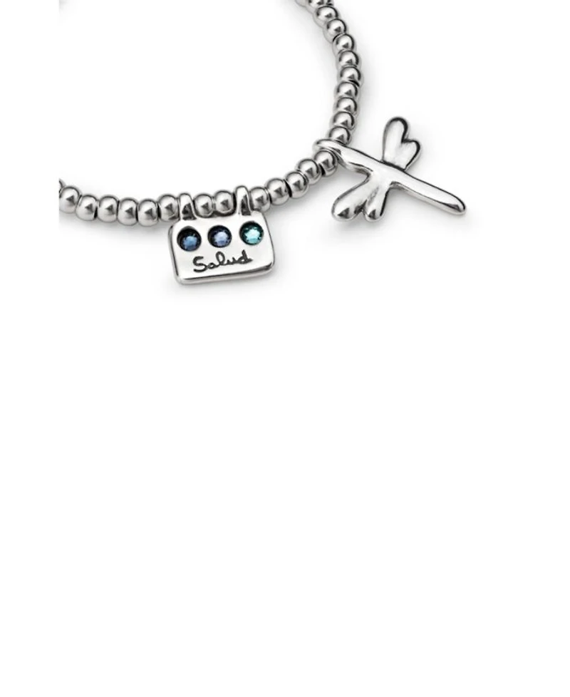 Sterling Silver Plated Elastic Beaded Bracelet
