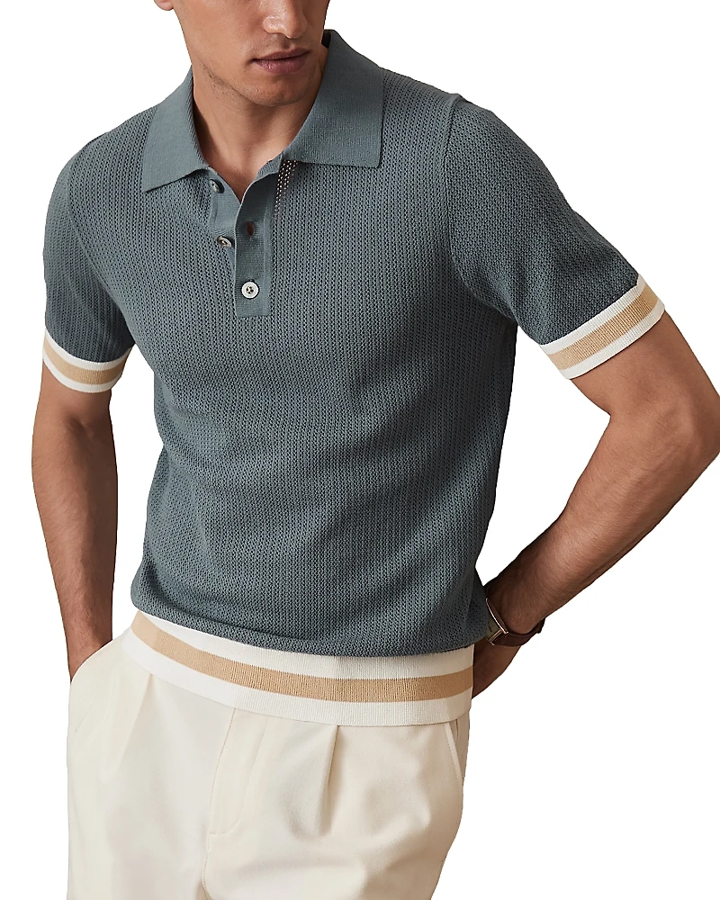 Reiss Callie Striped Cuff Polo Shirt