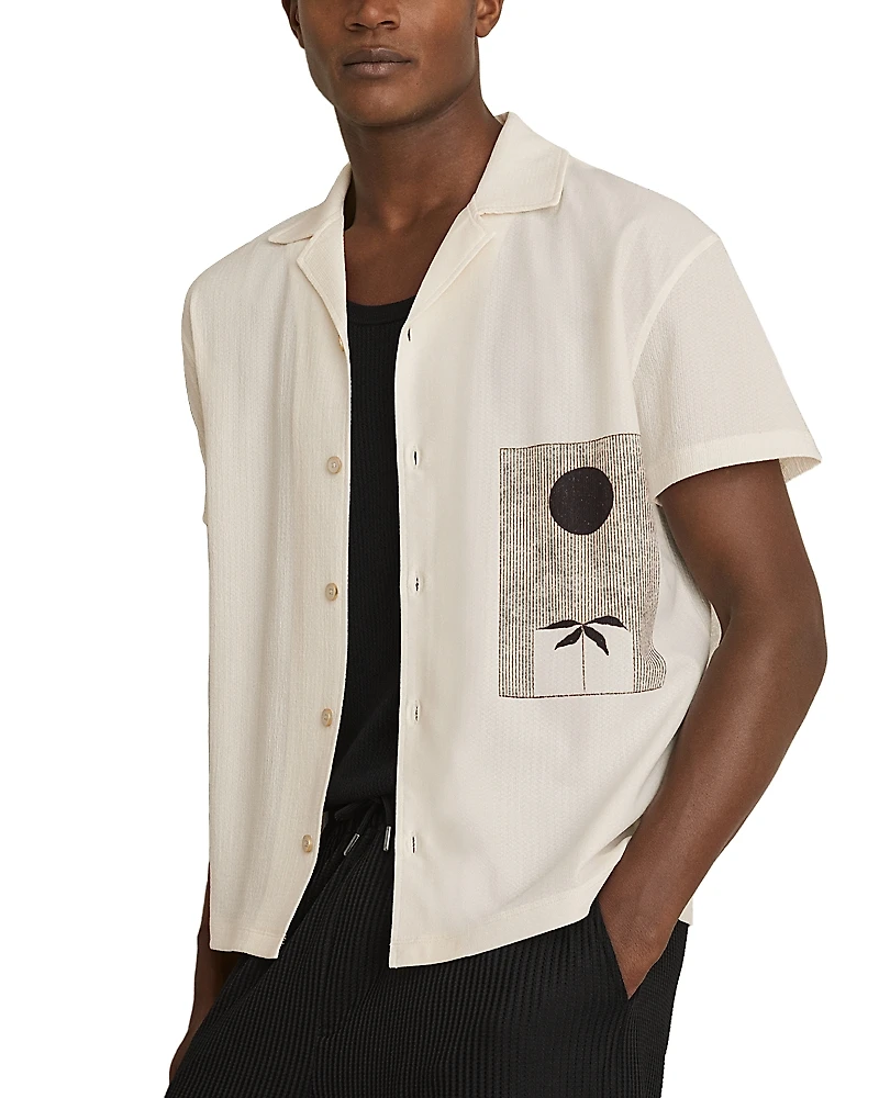 Reiss Abstract Printed Cuban Shirt