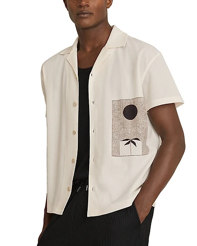 Reiss Abstract Printed Cuban Shirt