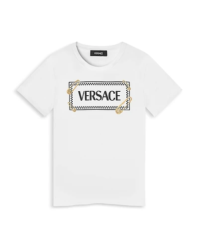 Versace Unisex 90s Pinned Logo Print Tee - Little Kid, Big Kid