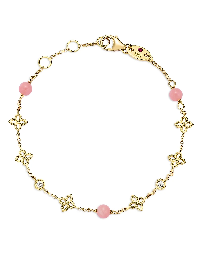 Roberto Coin 18K Yellow Gold Principessa Pink Opal & Diamond Link Bracelet