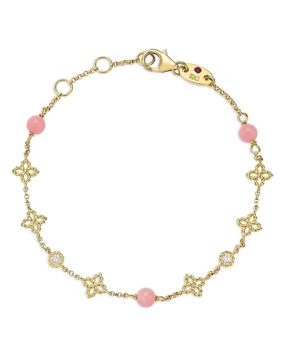 Roberto Coin 18K Yellow Gold Principessa Pink Opal & Diamond Link Bracelet