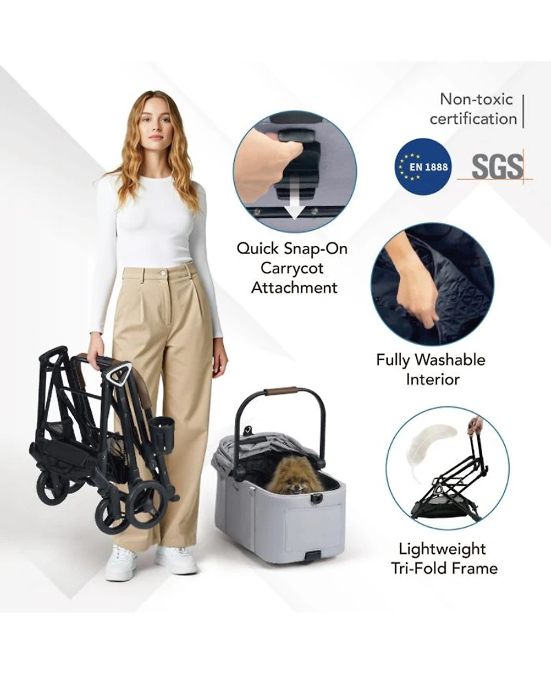 Tinker Small Detachable Pet Stroller – Compact Buggy for Cats & Small Dogs