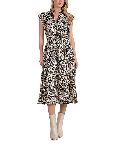 Elan Printed Cap Sleeve Dress