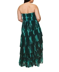 Plus Lanza Strapless Tulle Gown