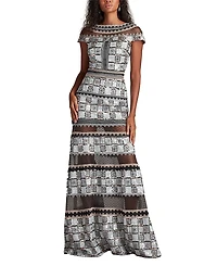 Tadashi Shoji Jovie Sequin Embroidered Illusion Gown