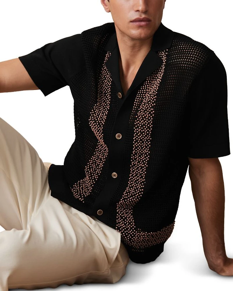 Che Accra Mesh Beaded Camp Shirt