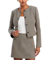 French Connection Houndstooth Cropped Jacket