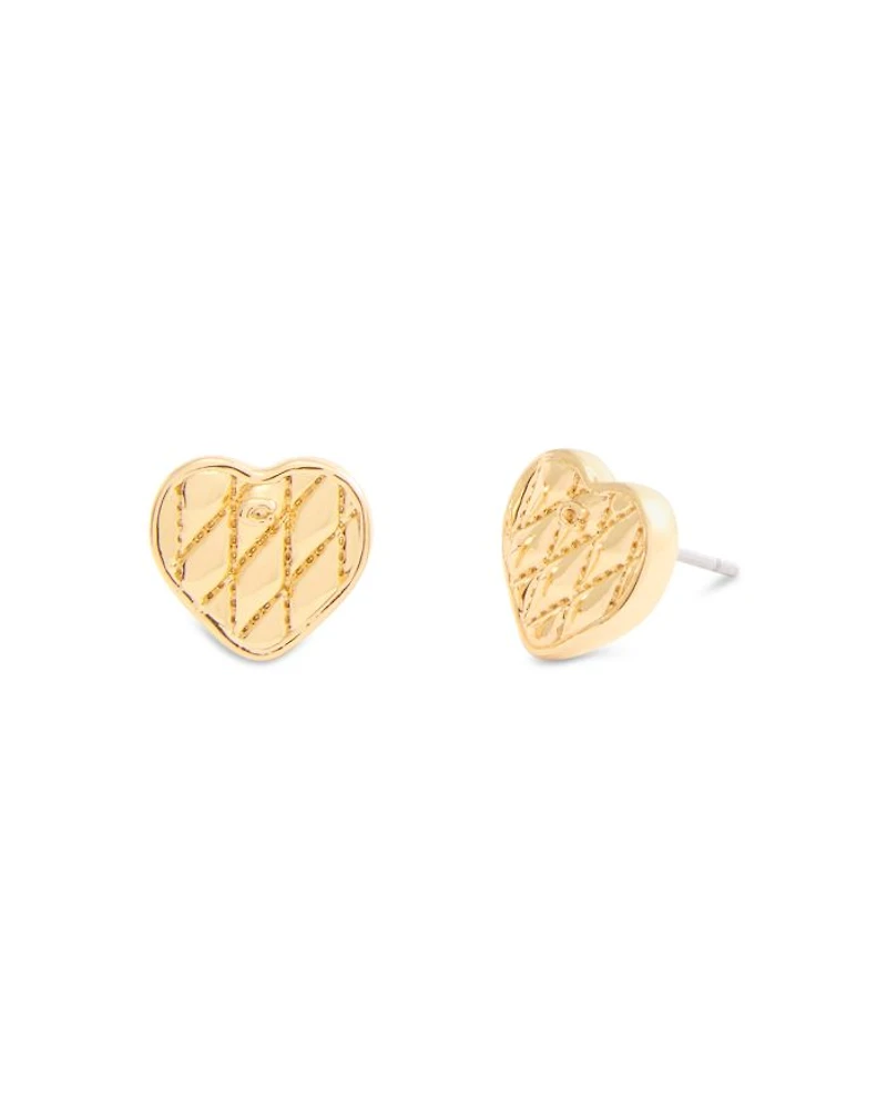 Signature Quilted Heart Bag Stud Earrings