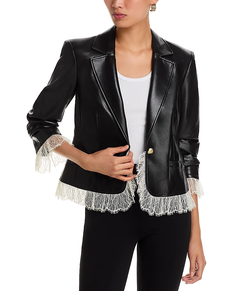 Cinq a Sept Le Petit Roxie Faux Leather Blazer
