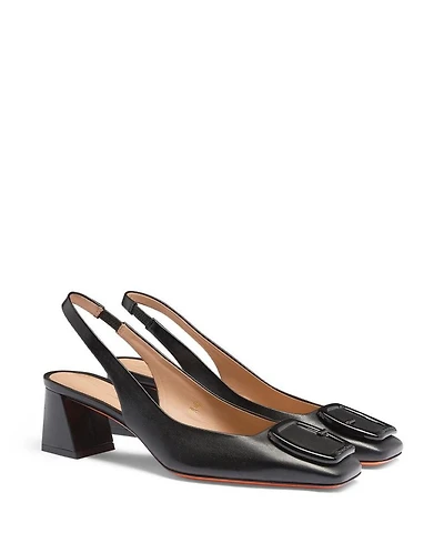Women's Leather Mid-Heel Slingback